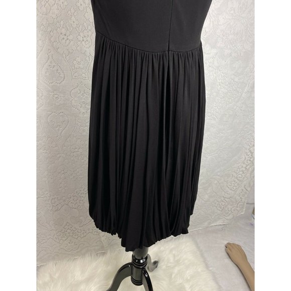 Badgley Mischka Black Empire Cocktail Stretch Bubble Hem Dress.Cap Sleeve Sz 6 - Picture 9 of 10